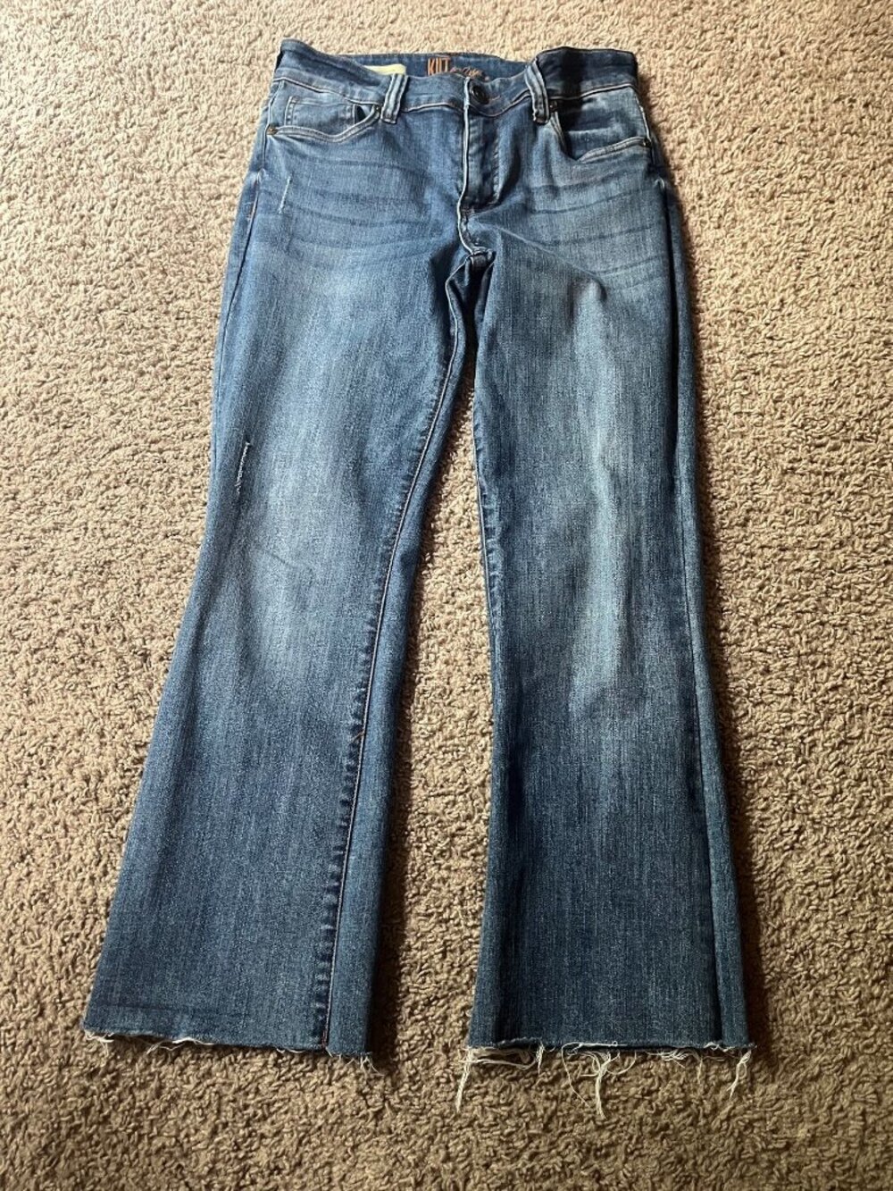 Nikki Raw Hem Mid Rise Ankle Flare Jeans, Size 6